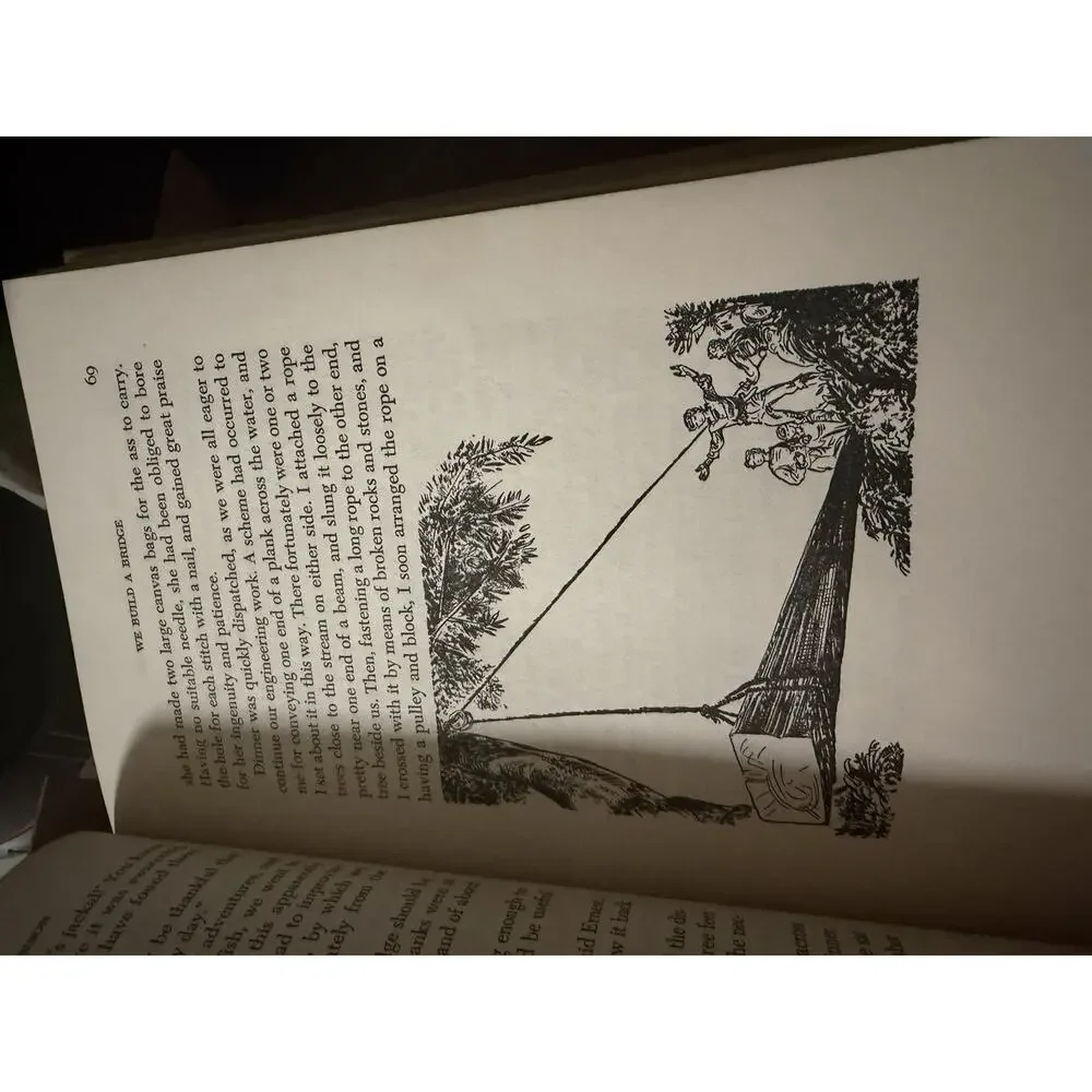 The Swiss Family Robinson by Johann Wyss (1949) Illustrated, Slipcover, vintage